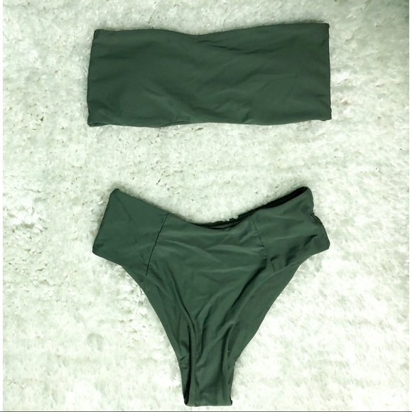 olive green bandeau bikini